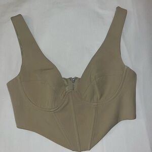White Fox Taupe Bustier Top